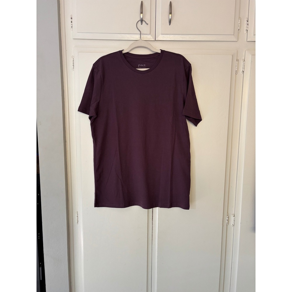 Pact Mens Organic Cotton Short Sleeve Crewneck T-Shirt Plum Purple Size M